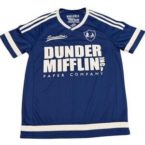 BoxLunch The Office Soccer Jersey Mens Small Blue NWOT Dunder Mifflin Scott